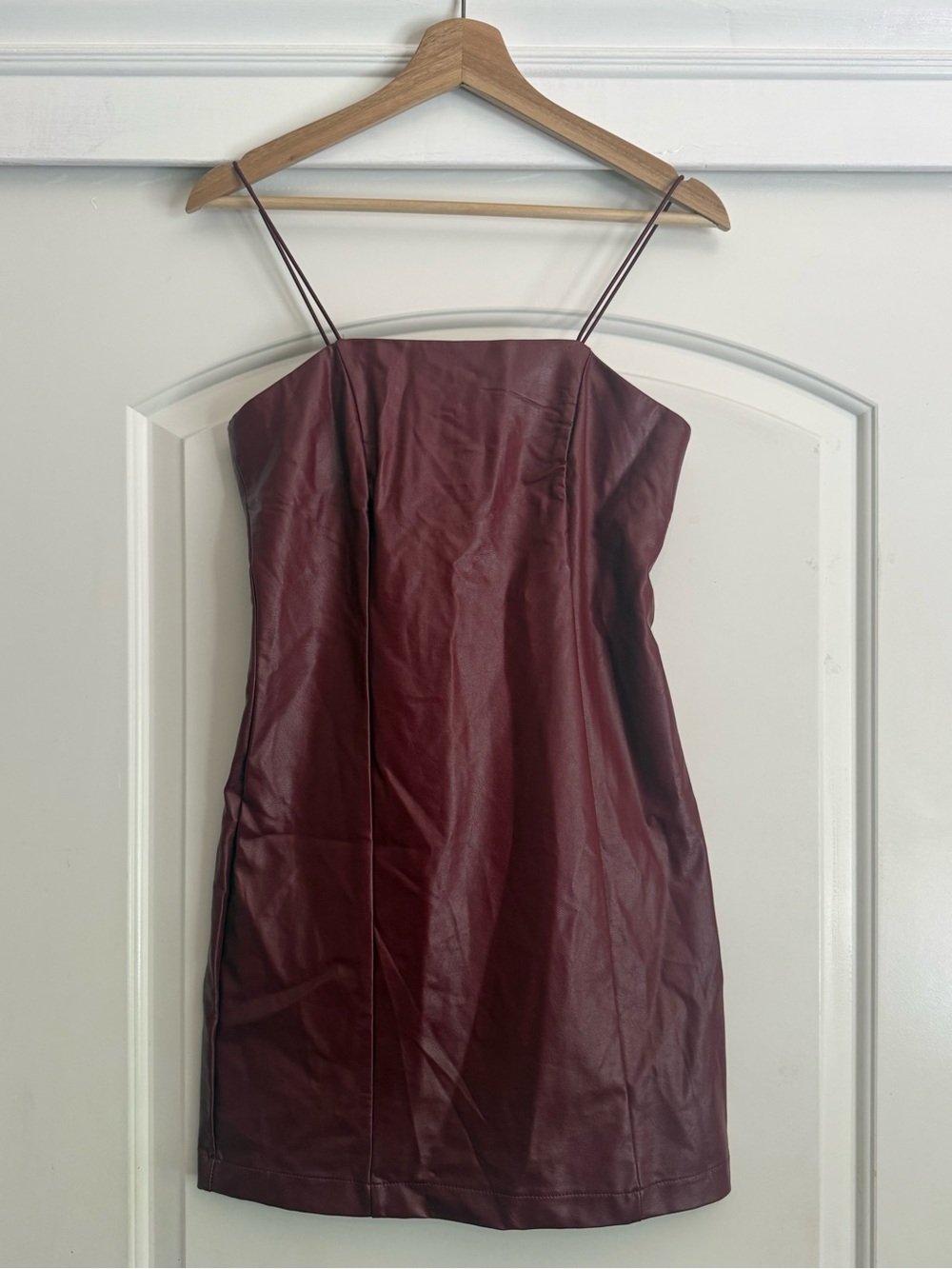 Wild Fable Faux Leather Bodycon Mini Dress Burgundy